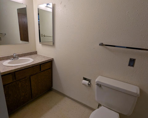 Sharp View Bathroom Sink and Toilet View